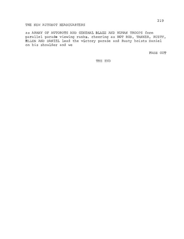 Image Of Page From Transformers The Movie Script Ron Friedman First Draft  (9 of 11)